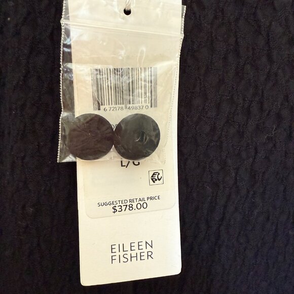 Eileen Fisher Black High Collar Jacket Cotton Tencel Stretch Chevron - Picture 10 of 12